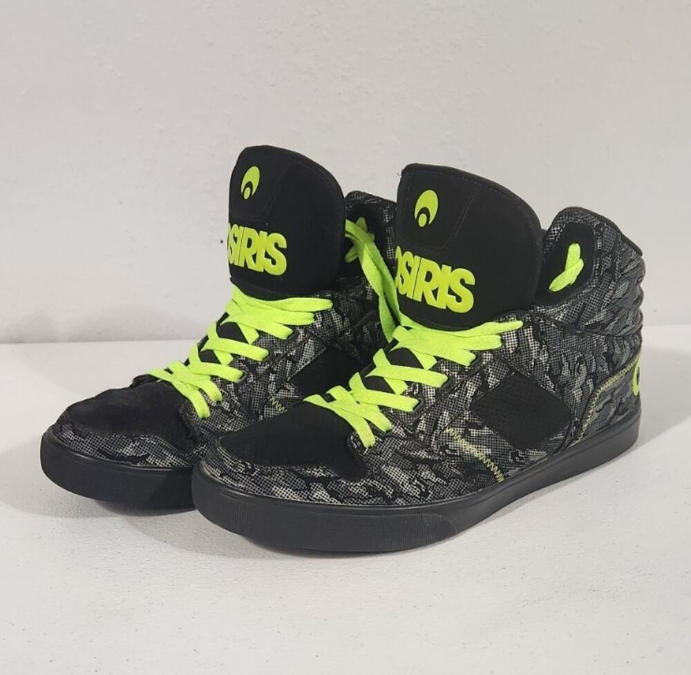 Osiris Shoes Clone Gry/Lime/Camo Size 11.5 Skater Sneakers